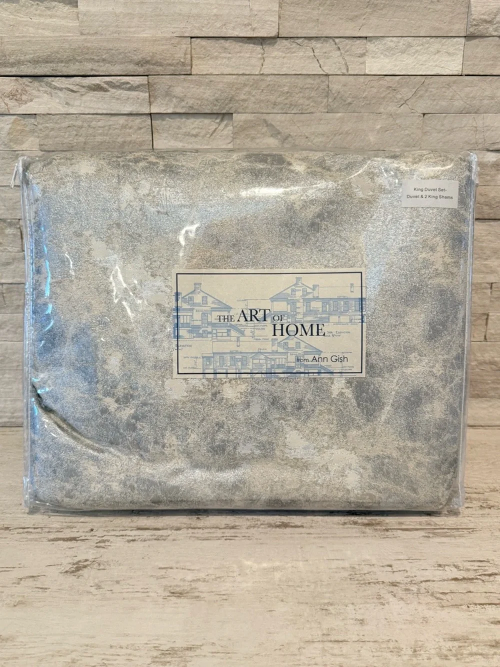 The Art Of Home Ann Gish King Duvet Set Terrazzo Silver New $525 W/Pillow Shams